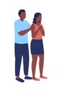 Concerned young couple semi flat color vector characters