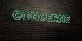 CONCERNS -Realistic Neon Sign on Brick Wall background - 3D rendered royalty free stock image
