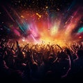 Concert Bliss: Colorful Stage Lights and Confetti