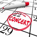 Concert Calendar Reminder Schedule Singing Music Performance Eve Royalty Free Stock Photo