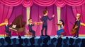 Concert of Classic Music Orchestra Cartoon Vector