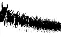 Concert crowd black and white vector illustration