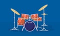 Concert drums kit banner, flat style Royalty Free Stock Photo