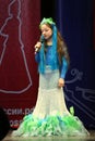 Beautiful girl sings on stage Royalty Free Stock Photo