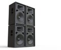 4 Concert Loudspeakers - side view Royalty Free Stock Photo