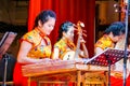 Orchestra of Chinese native music in red yellow colors