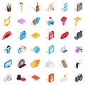 Concert performance icons set, isometric style Royalty Free Stock Photo