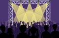 Concert pop group artists on scene music stage night and young rock metall band crowd in front of bright nightclub stage Royalty Free Stock Photo