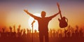 Symbol of the idol, with a rock singer greeting his fans Royalty Free Stock Photo