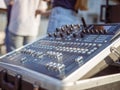 Concert sound mixer with sliders and regulators Royalty Free Stock Photo