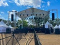 concert stage. Empty concert stage at an outdoor concert without audience, performers. concert stage on field