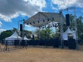 concert stage. Empty concert stage at an outdoor concert without audience, performers. concert stage on field Royalty Free Stock Photo