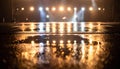 Concert Stage Lights Reflected Wet Floor Royalty Free Stock Photo