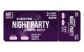 Concert ticket template. Concert, party or festival ticket design template with people crowd on background Royalty Free Stock Photo