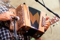 Concertina popular accordion player in the street Royalty Free Stock Photo