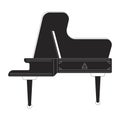 Concerto grand piano black and white 2D line cartoon object