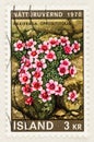 Concervation Stamp of Iceland with Flowering Perennial