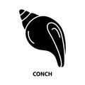 conch icon, black vector sign with editable strokes, concept illustration