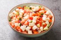 Conch salad native dish of the Bahamas closeup on the plate. Horizontal Royalty Free Stock Photo