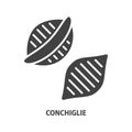 Conchiglie glyph icon. Italian pasta symbol. Vector illustration