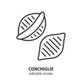 Conchiglie line icon. Italian pasta symbol. Editable stroke. Vector illustration