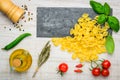 Conchiglie Rigate Pasta and Food Seasoning Royalty Free Stock Photo