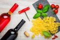 Conchiglie Rigate Pasta with Red and Rose Wine Royalty Free Stock Photo