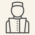 Concierge line icon. Hotel porter symbol, outline style pictogram on beige background. Bellboy in uniform sign for