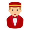 Concierge Man Avatar Flat Icon on White