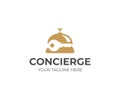 Concierge service logo template. Reception bell and key vector design