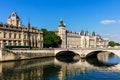 Conciergerie Castle and Bridge of Change over river Seine. Paris Royalty Free Stock Photo