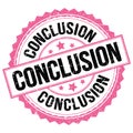 CONCLUSION text on pink-black round stamp sign