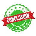 CONCLUSION text on red green ribbon stamp