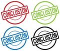 CONCLUSION text, on round simple stamp sign.