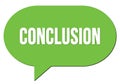 CONCLUSION text written in a green speech bubble