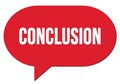 CONCLUSION text written in a red speech bubble