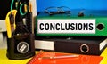 Conclusions. Text label on the registrar`s office folder. Royalty Free Stock Photo