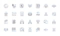 Concord harmony line icons collection. Convergence, Agreement, Alignment, Alliance, Amity, Cohesion, Unity vector and
