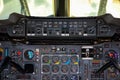 Concorde cockpit and Instrument panel of the British Airways Concorde supersonic jet at Intrepid Sea, Air and Space Museum. Royalty Free Stock Photo