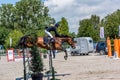 Concours hippique horseback jumping Royalty Free Stock Photo