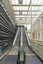 Concourse & escalators linking original building with new annexe, National Museum Singapore, amalgamating Classicism & Modernism