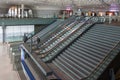 Concourse of new railway station Delft with travellers at escalator