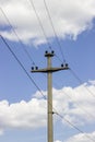 Concreet electrical pole with power lines