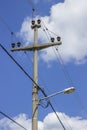 Concreet electrical pole with power lines 2