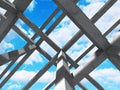 Concrete abstract architecture construction on cloudy sky background Royalty Free Stock Photo