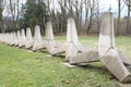 Concrete anti-tank barriers from World War Two