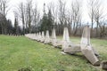 Concrete anti-tank barriers from World War Two