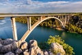 Concrete arch bridge over the river Krka, carries A1 motorway, Croatia Royalty Free Stock Photo