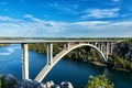 Concrete arch bridge over the river Krka, carries A1 motorway, Croatia Royalty Free Stock Photo