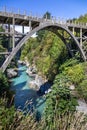 Concrete Arch structure of the Edith Cavell Bridge over the Shotover River in New Zealand Royalty Free Stock Photo